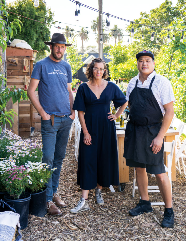 Little City Farm's Ben Hirschfeld, Jen- ny Silbert, and chef David Kuo