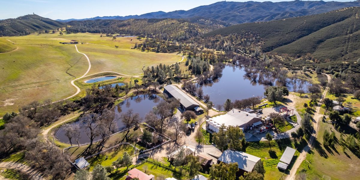 Aerial view of ranch estate