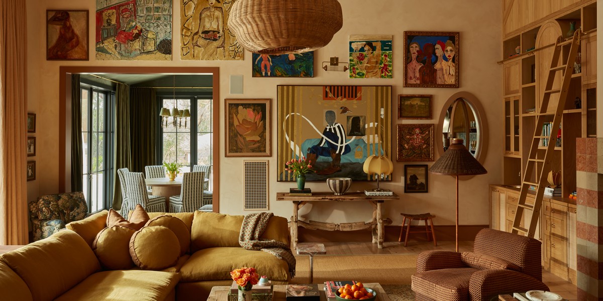 Living room with art and earth tones