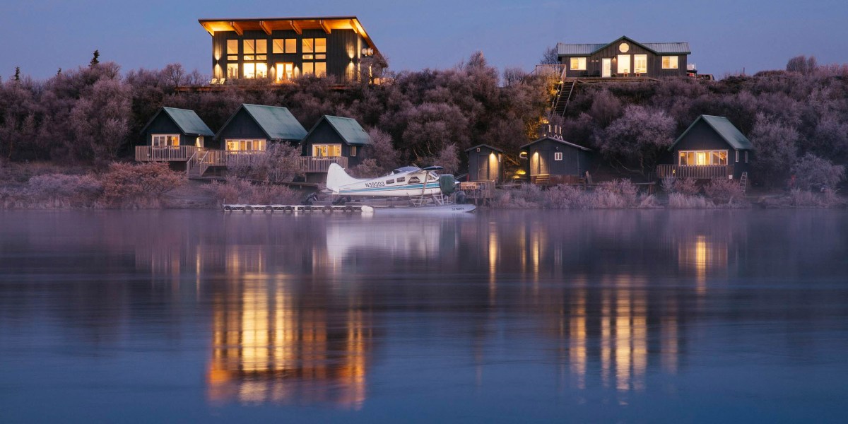 The Lodge at 58 Degrees North Exterior at Twilight