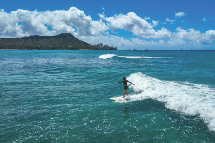 Waikiki Surfer Drone Shot