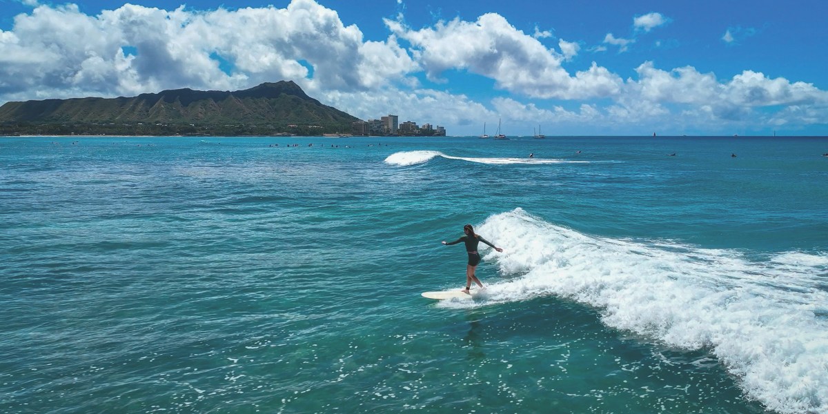 Waikiki Surfer Drone Shot
