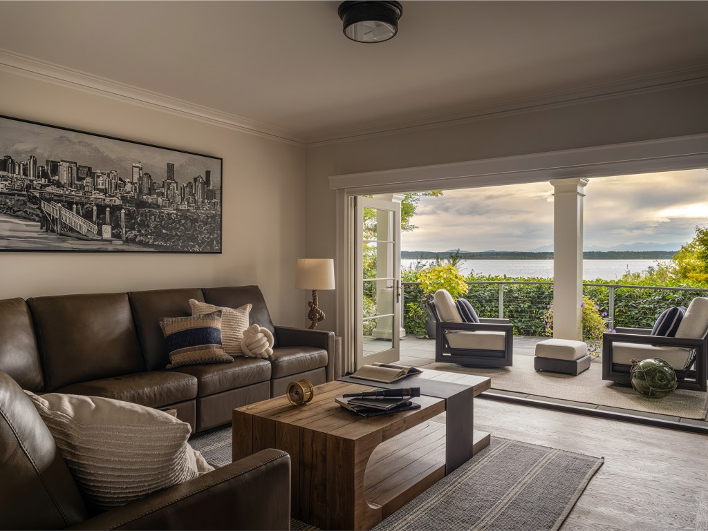 Media Room Seattle Nautical House by Dyna Builders