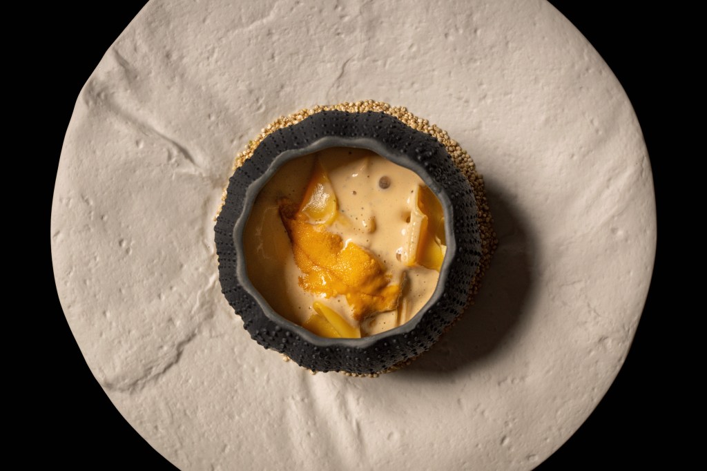 Handmade sorpresine pasta with Dungeness crab and uni butter