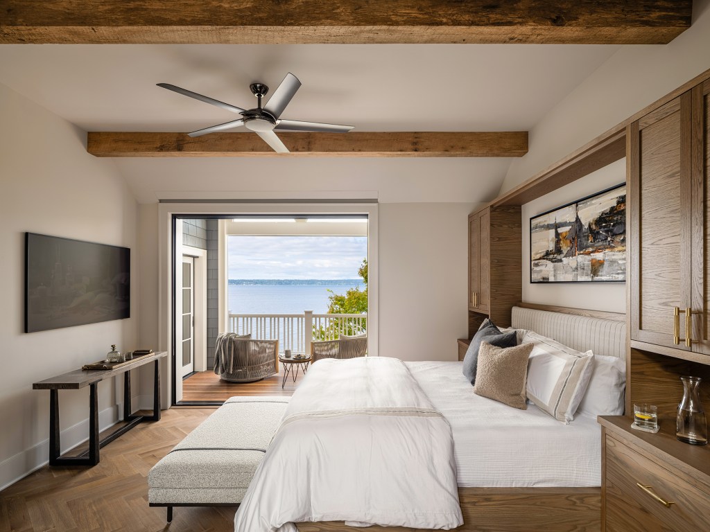 Primary Bedroom Seattle Nautical House by Dyna Builders