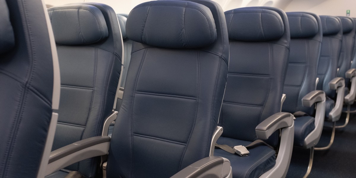 Airplane interior empty seats