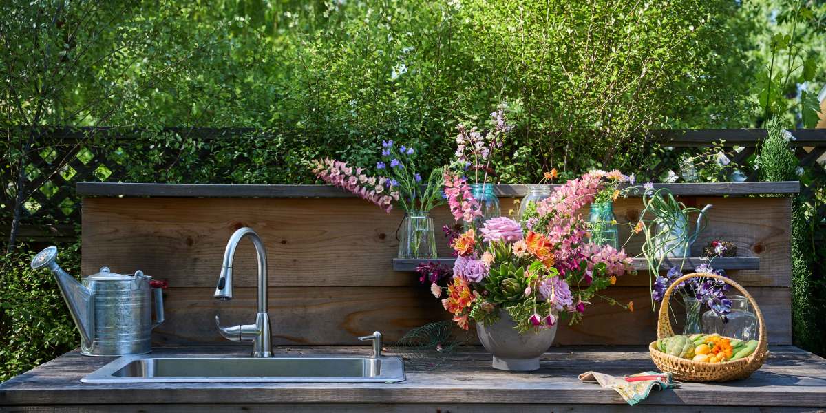 Bouquets on Outdoor Sink