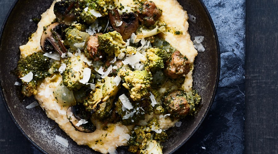 Roasted Romanesco with Polenta