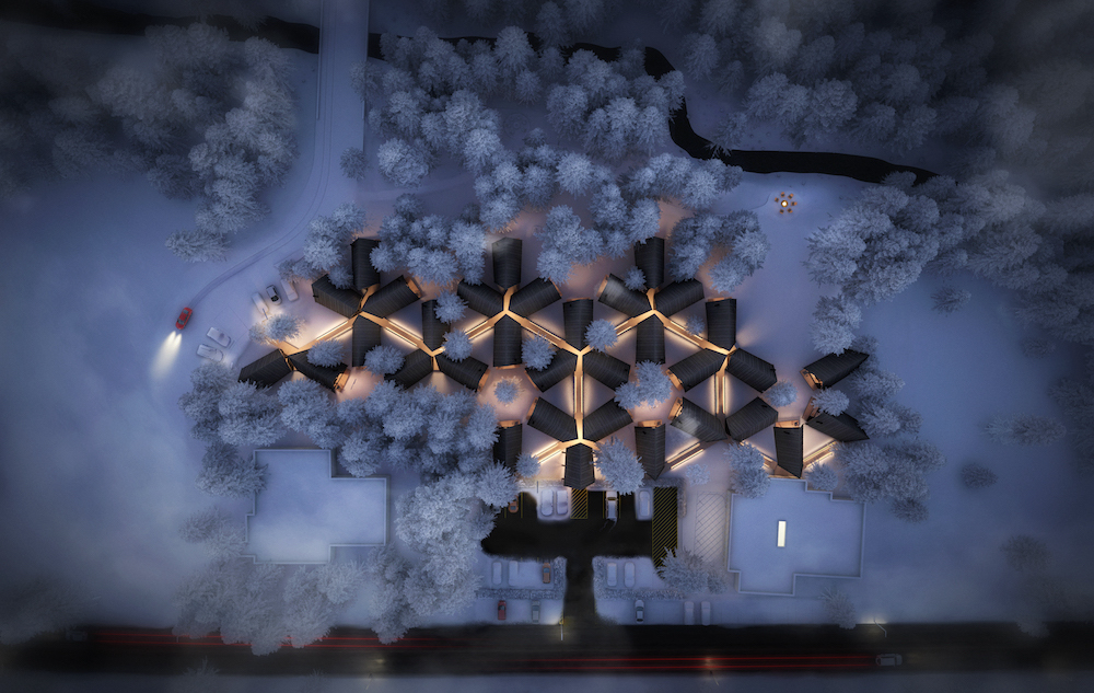 A rendering of the A-Frame Club planned for Winter Park, Colorado