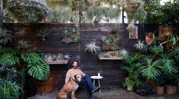 Airplantman Josh Rosen with his dog