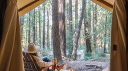 Glamping tent with firepit at Ventana Big Sur