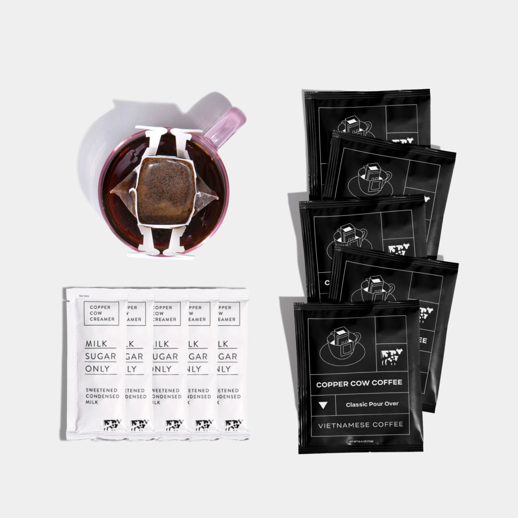 copper cow classic pour over latte