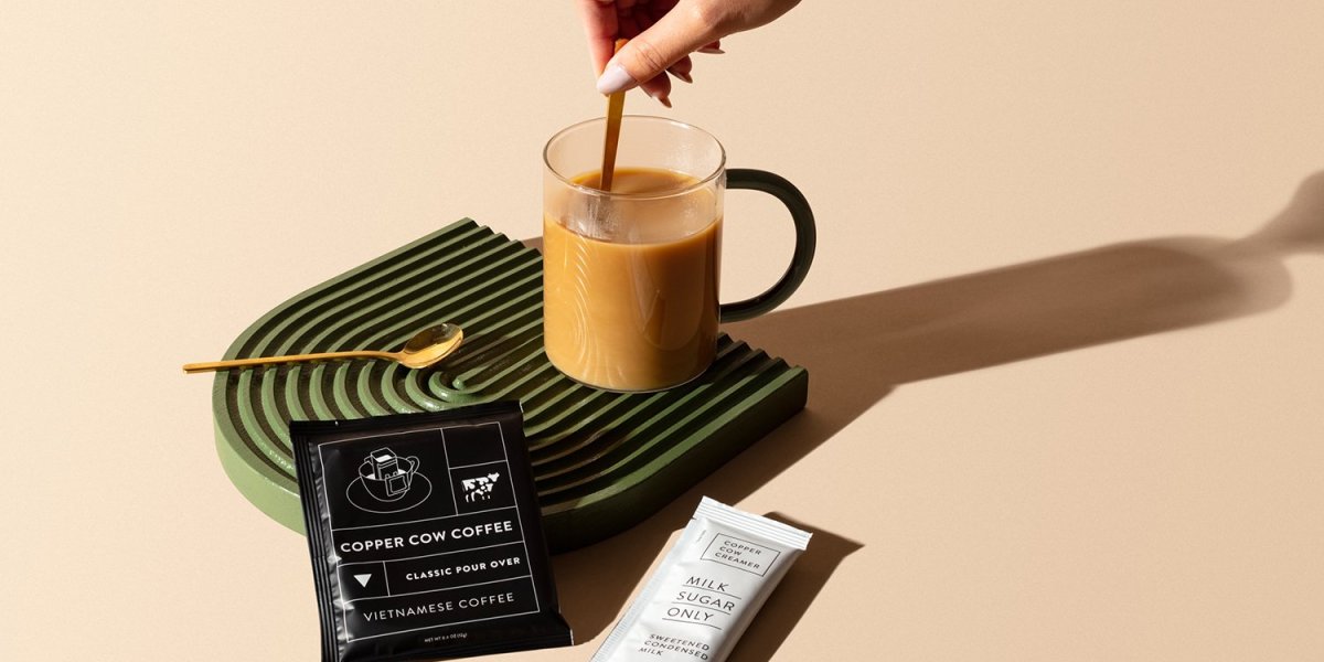copper cow coffee pour over latte set