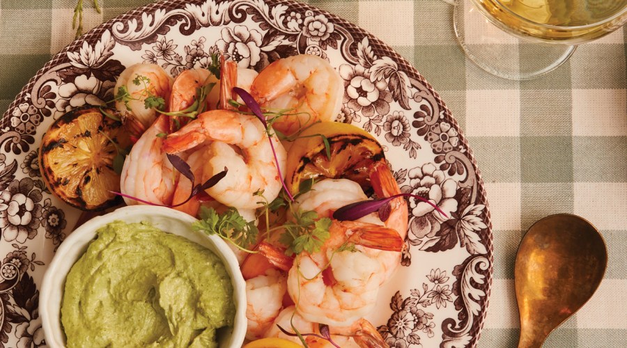 Roast Shrimp Cocktail with Green Goddess Dip recipe
