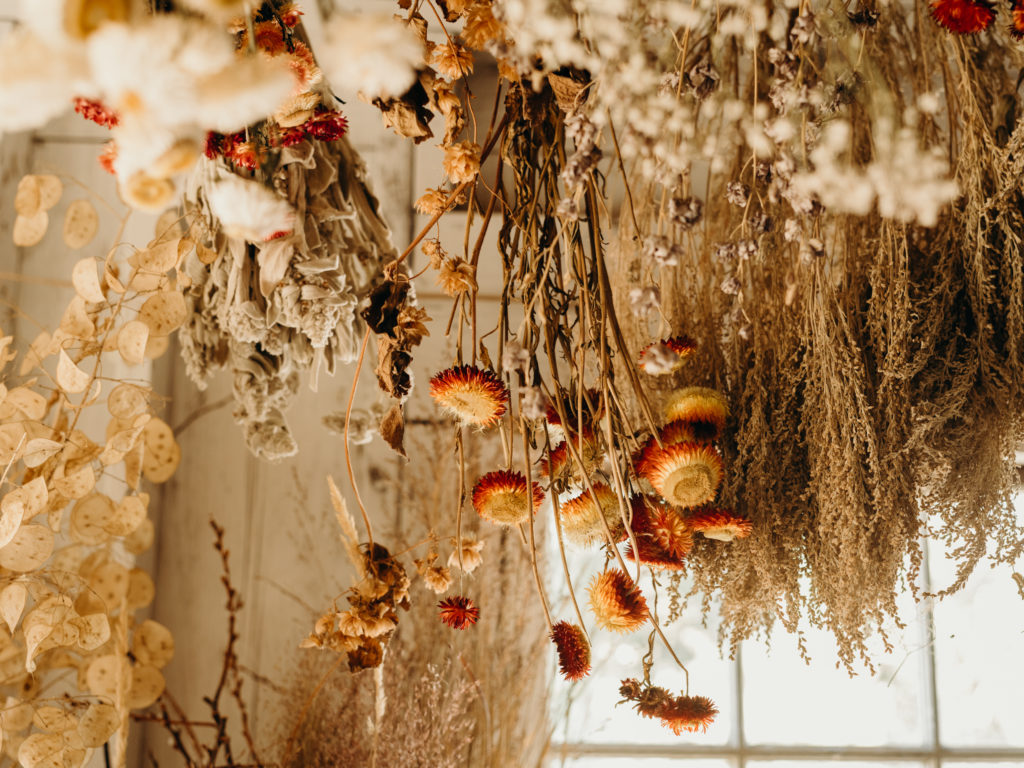 A floral bouquet by Beth Syphers, harvested from her farm