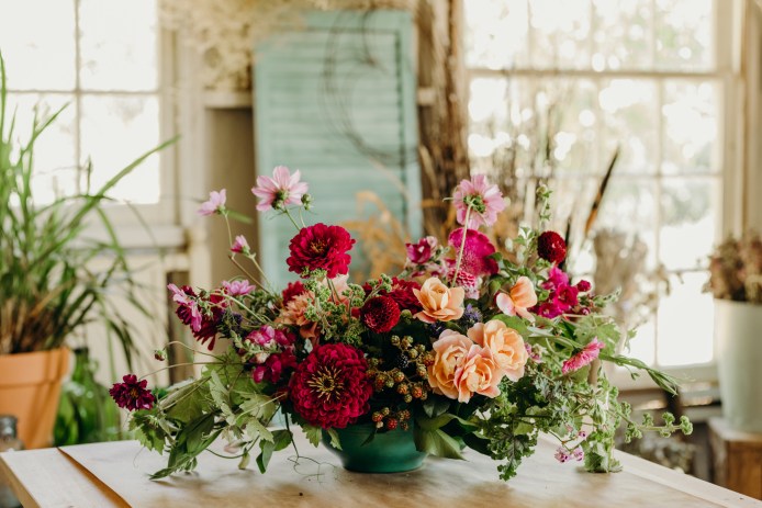 A floral bouquet by Beth Syphers, harvested from her farm