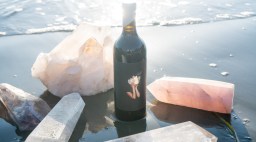 Crystal Visions wine fermented with white and rose quarts