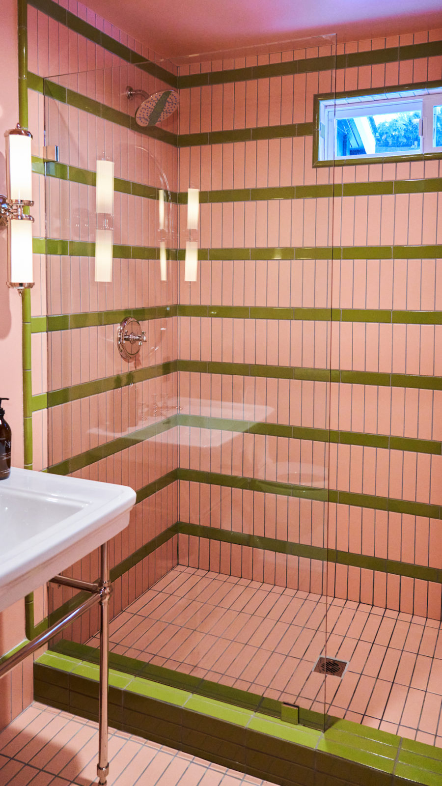 The bathrooms at Noble + Proper Hotel in Big Bear