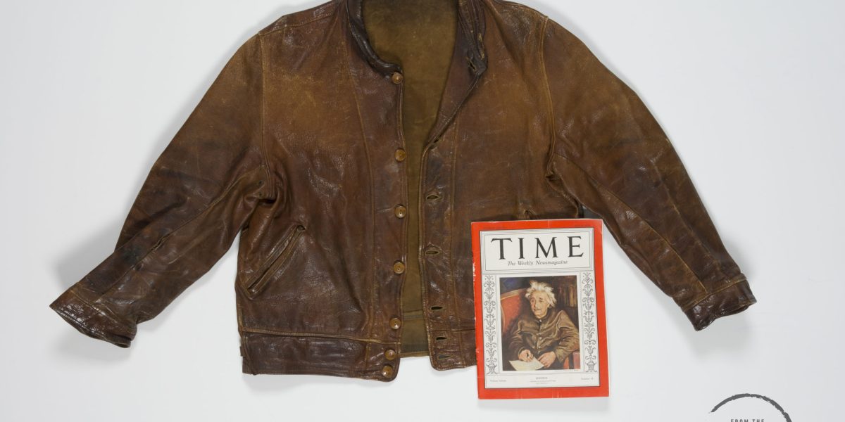 Albert Einstein's leather jacket with an issue of Time Magazine