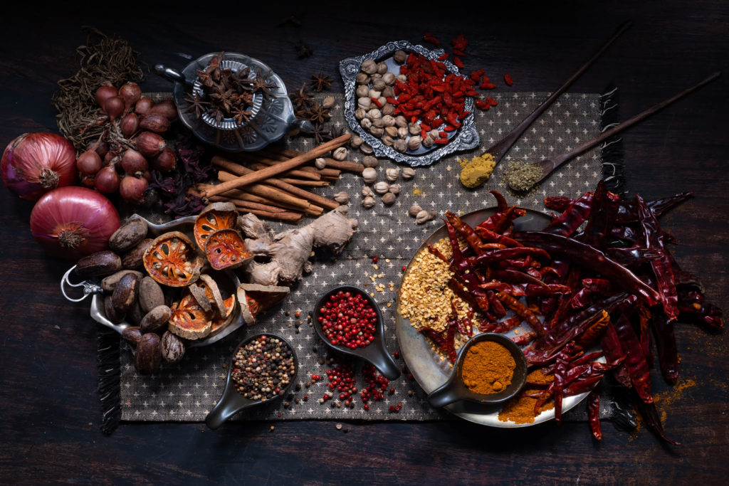 indian grocery list overhead shot of spices