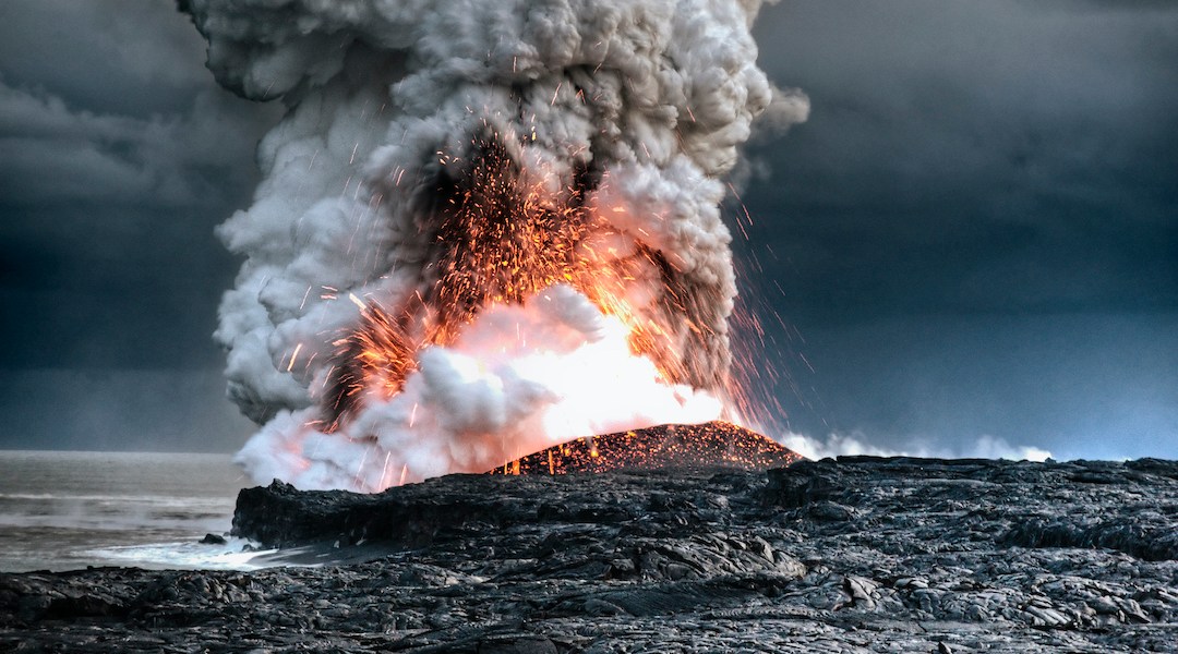 A volcanic eruption in Hawaii