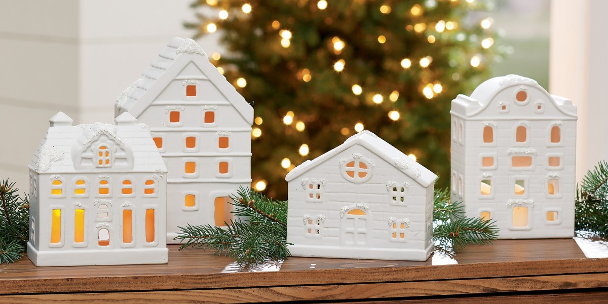 white Christmas village decor