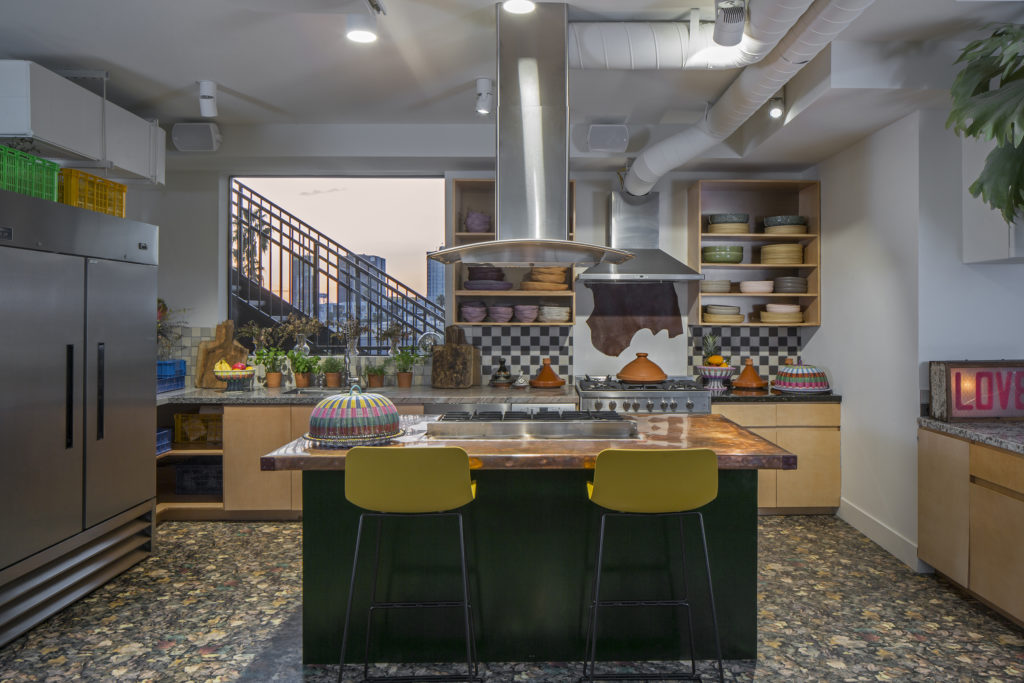 Kitchen with island at Hollywood treehouse