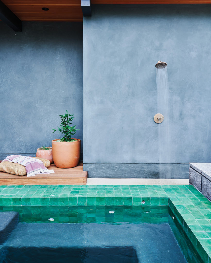 Newport Beach home with outdoor shower near pool