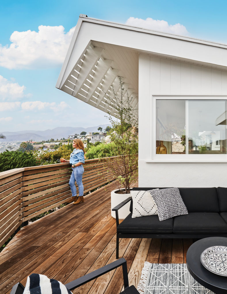 Tess Sanchez on her deck in California