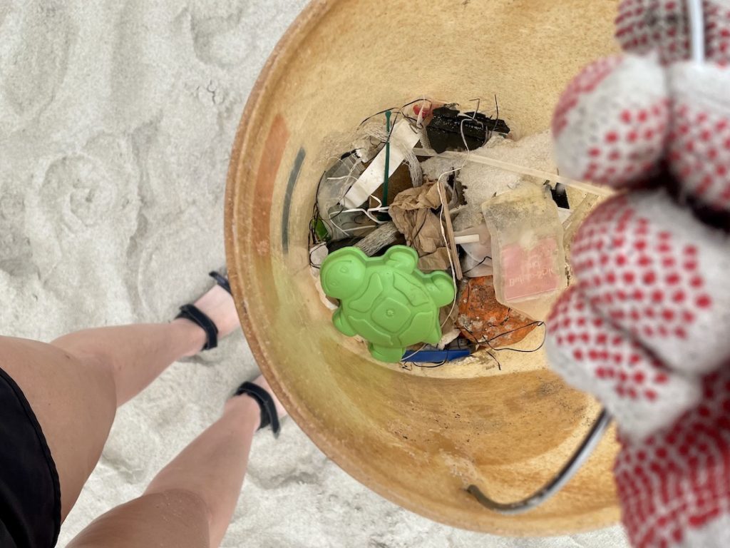 A plastic sea turtle found on a recent beach pickup