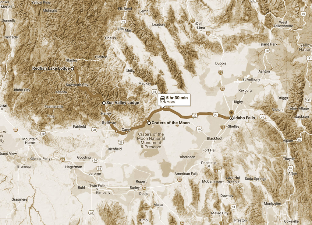 Idaho road trip map