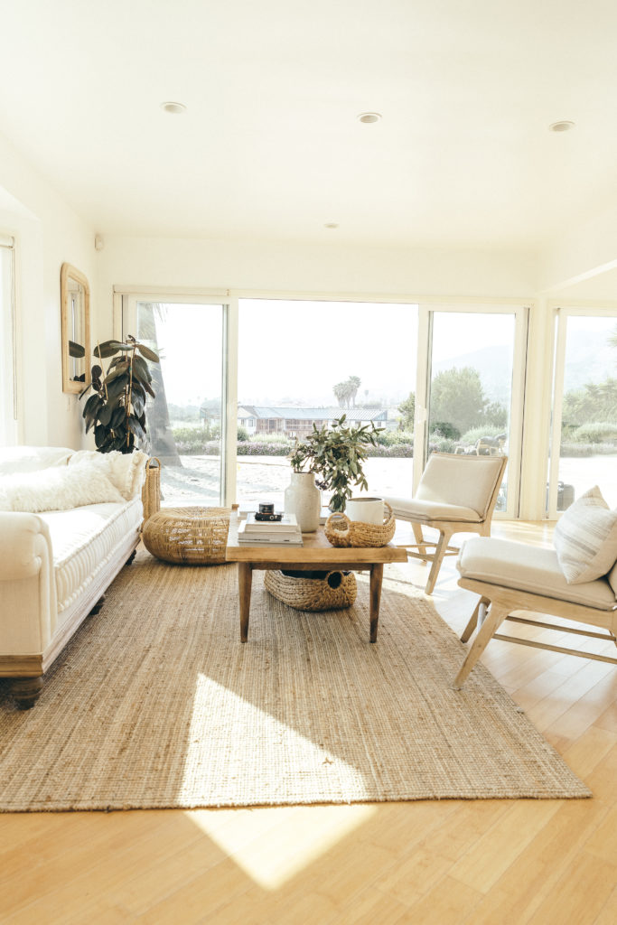 Malibu home living room backyard view