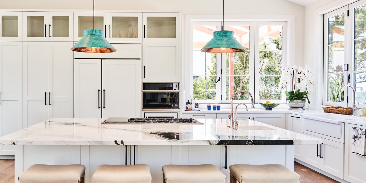 White kitchen with island