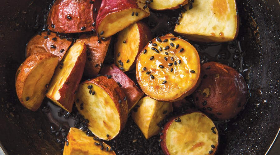 Caramelized Satsuma Potatoes with Black Sesame