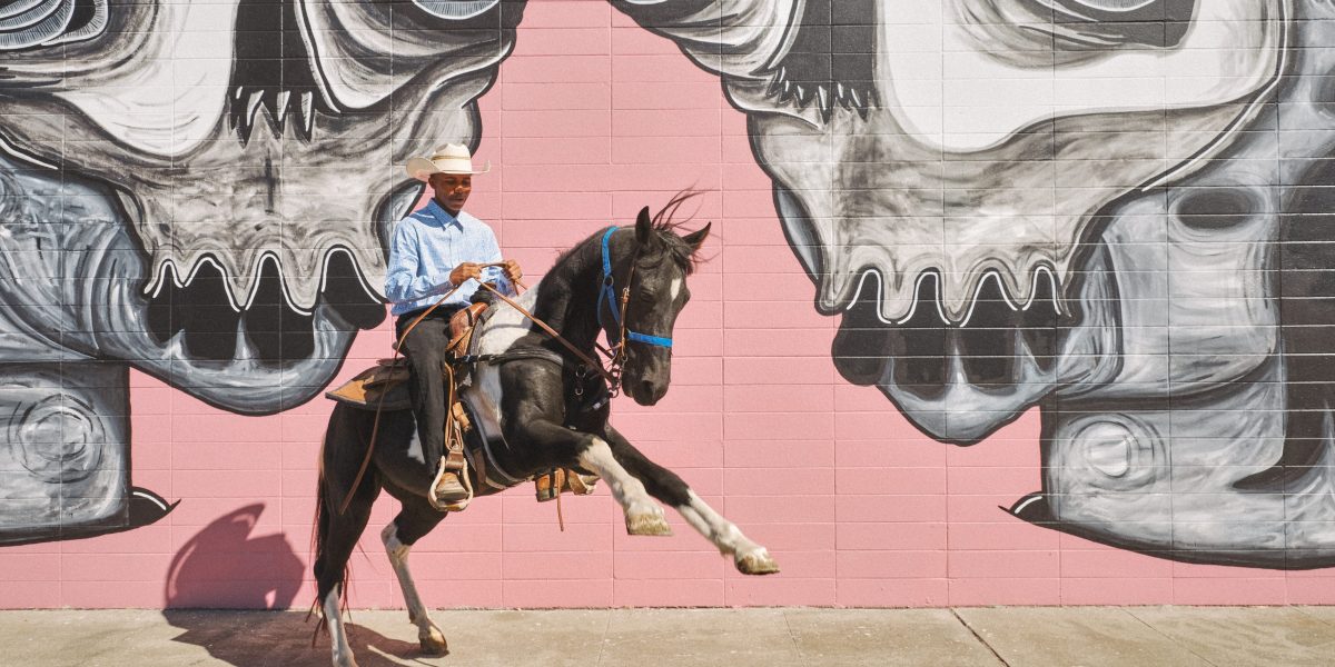 Black cowboy on his horse