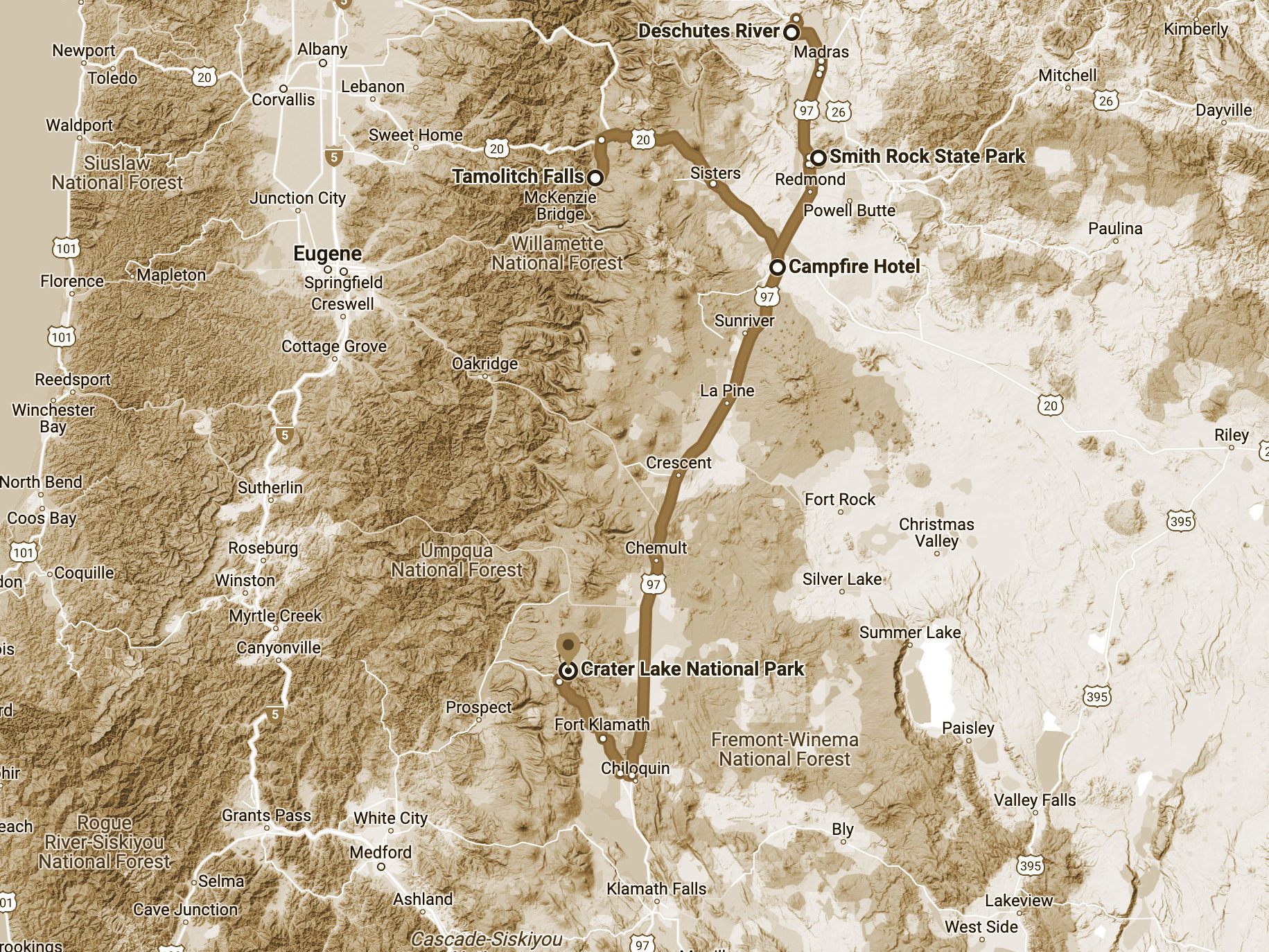 Oregon road trip map