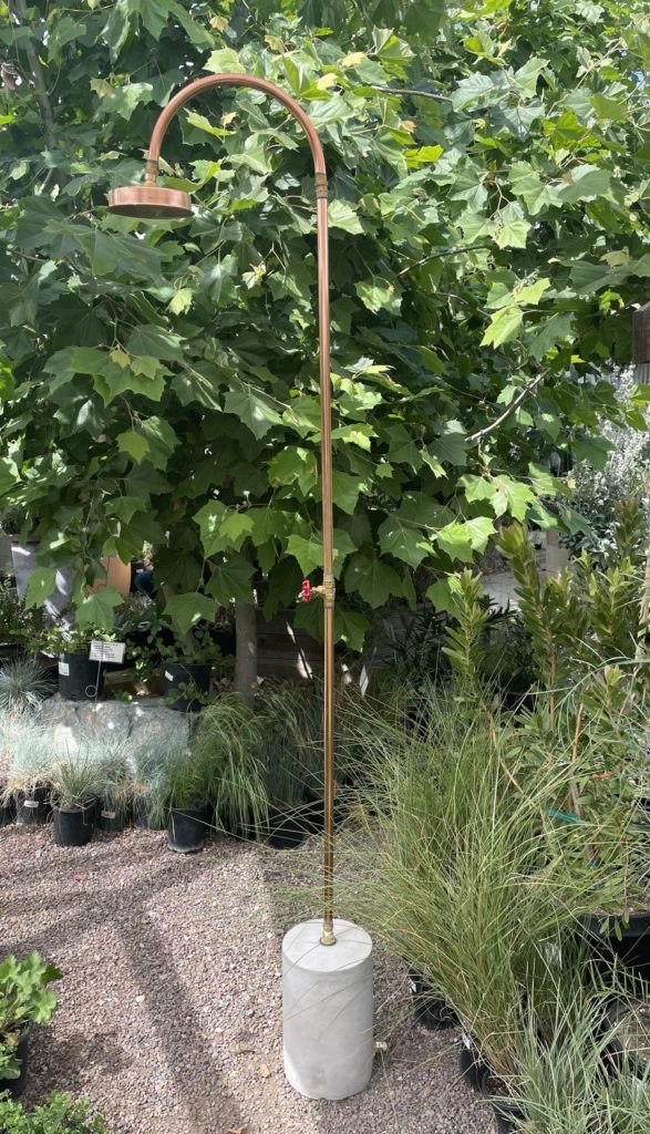 Plant material outdoor shower copper