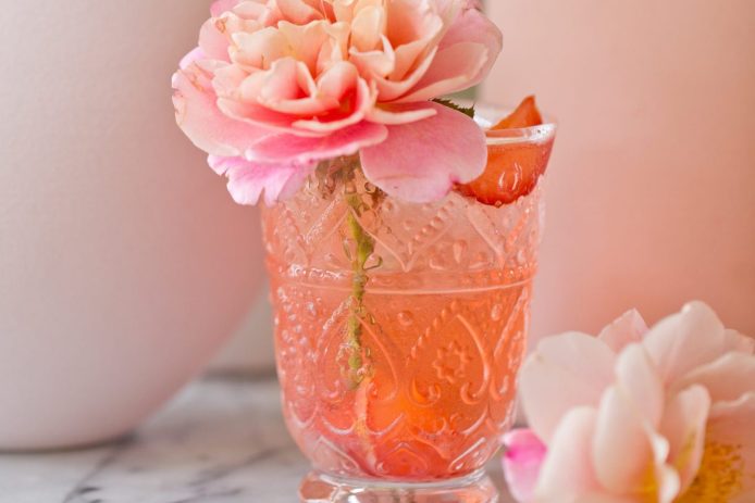 Cocktail with Flower Garnish