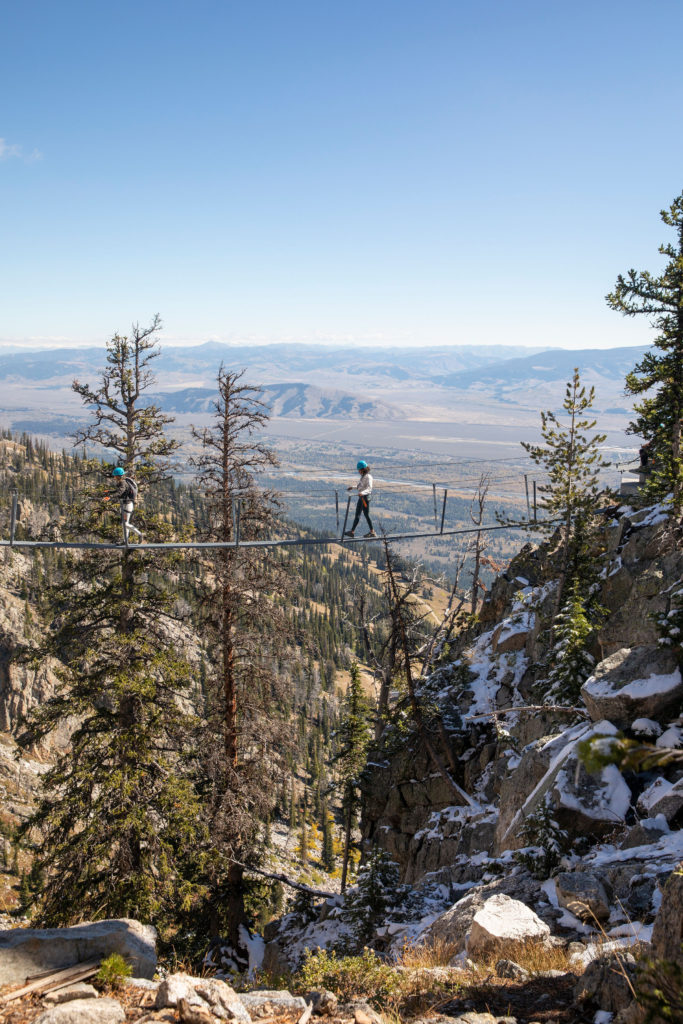 Rope bridge in Jackson, Wyoming