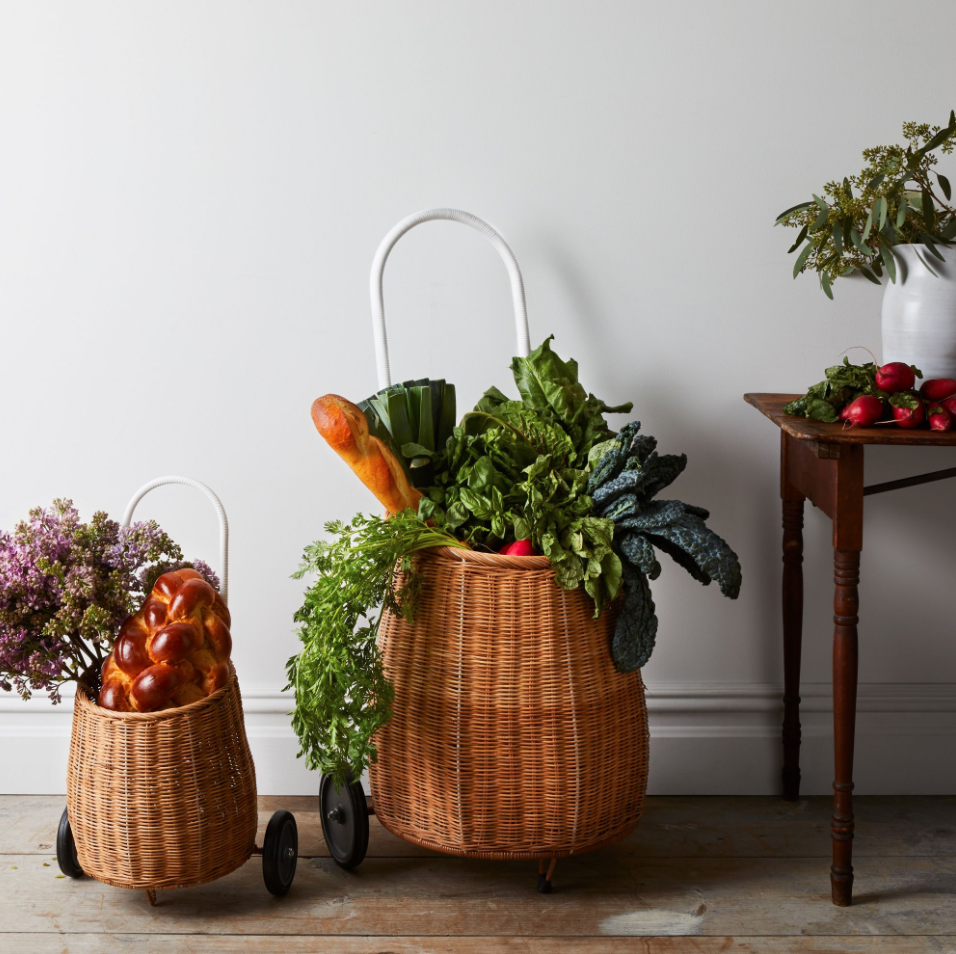 Rattan Rolling Market Cart