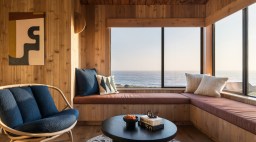 A sitting area at the newly renovated Sea Ranch Lodge in Sonoma, California