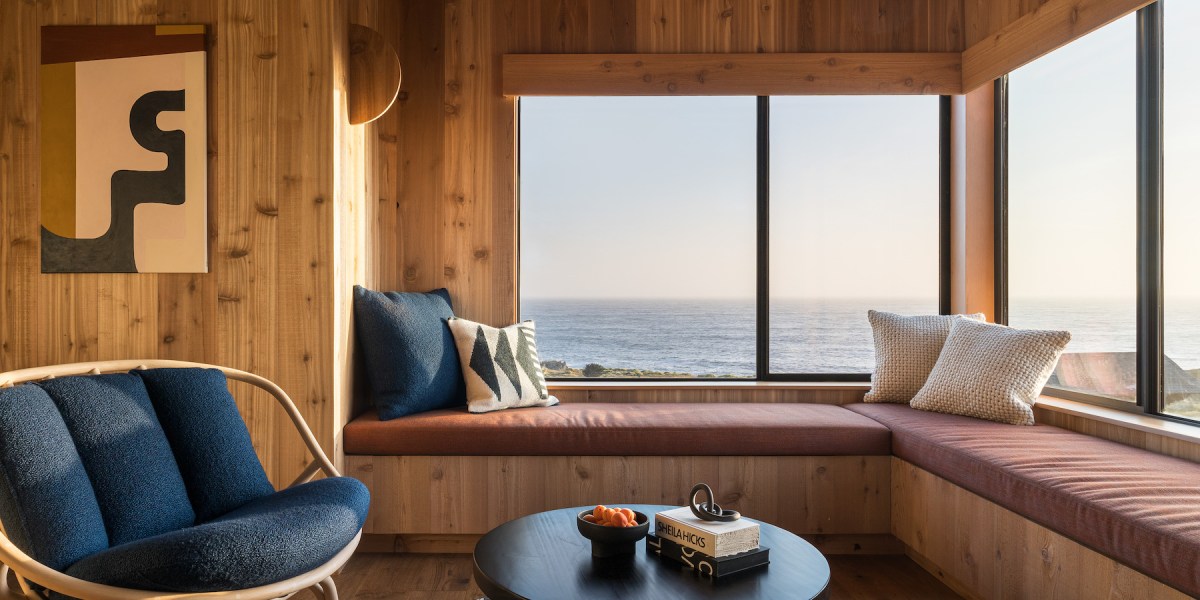 A sitting area at the newly renovated Sea Ranch Lodge in Sonoma, California