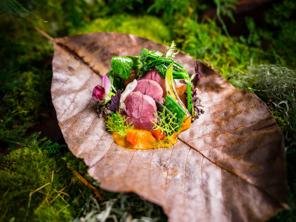 Venison Hobayaki with Carrot Miso
