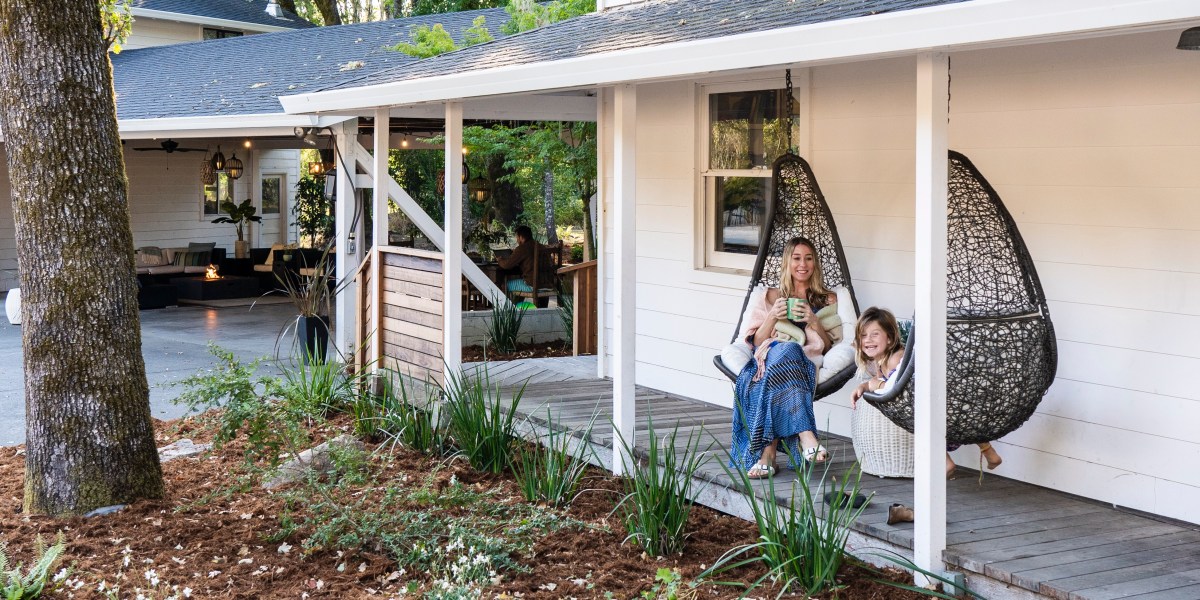 Family sitting on porch