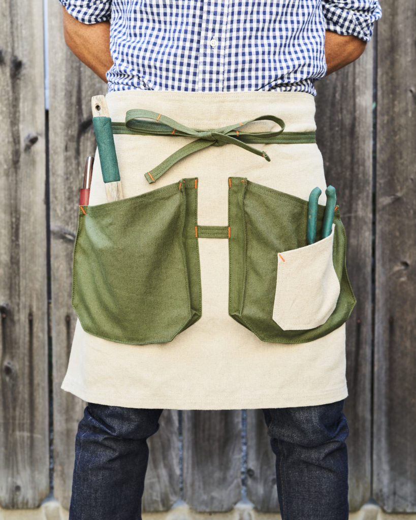 Sunset Garden Apron front view on model