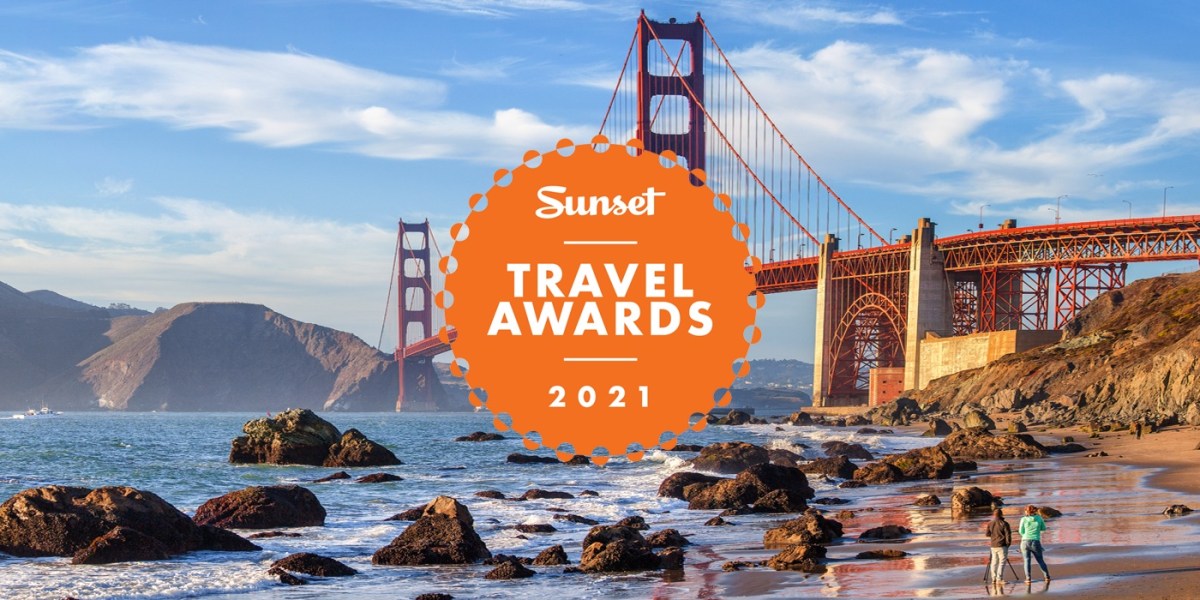 The Sunset Travel Awards logo superimposed over the Golden Gate bridge