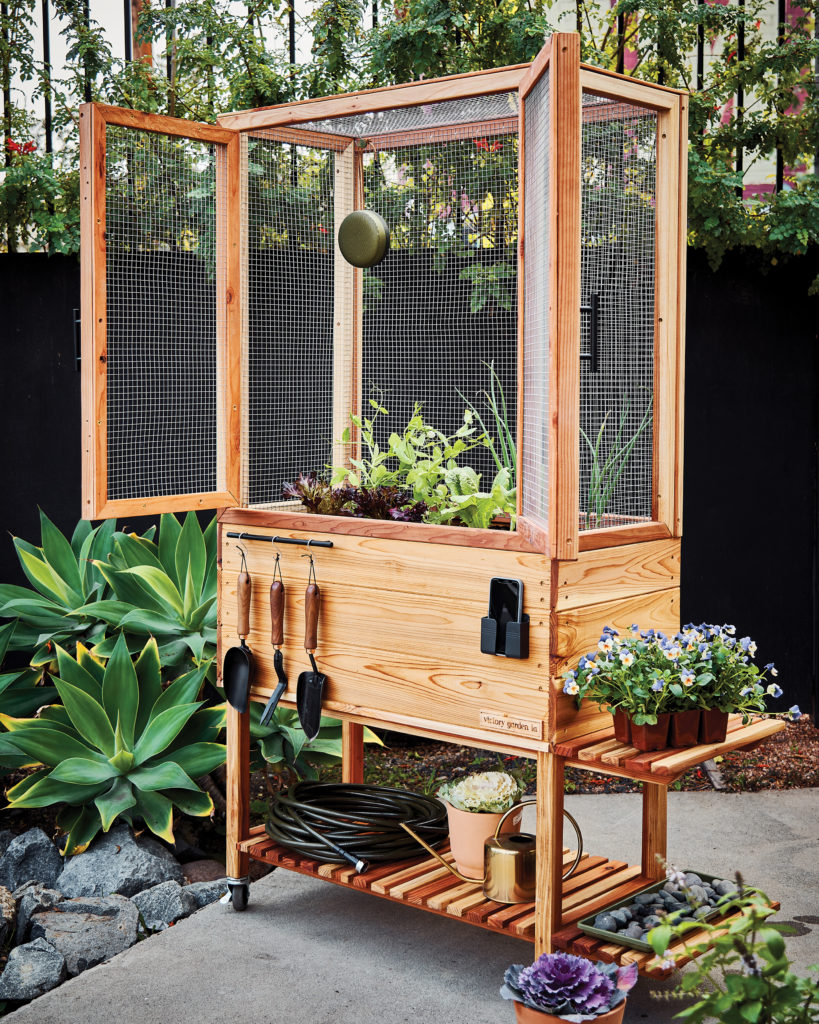 Raised Bed planter box with flowers by Victory Garden LA