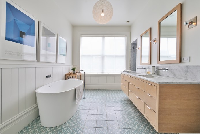 San Francisco bathroom with bathtub and large window