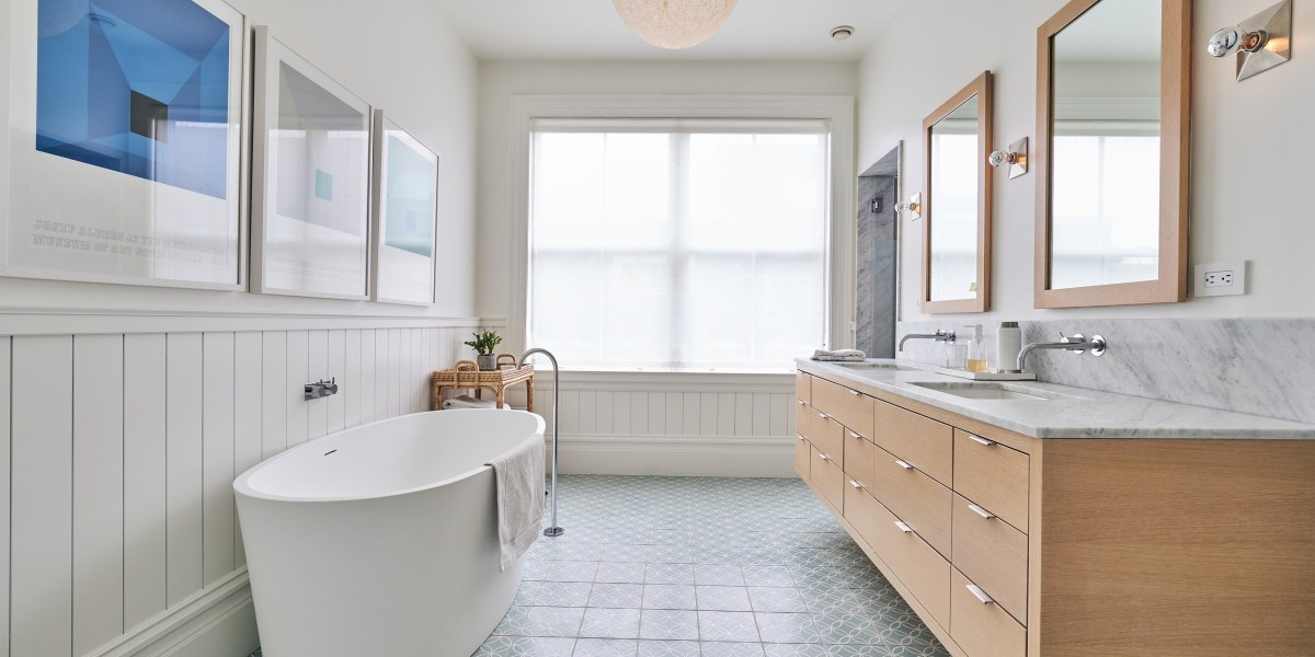 San Francisco bathroom with bathtub and large window
