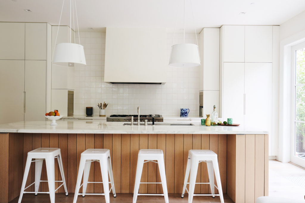 white kitchen with island